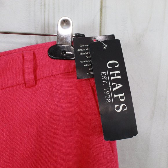 NWT CHAPS Pool Side Pink Linen Flat Front Lined Dress Pants Size 8 - Picture 5 of 11